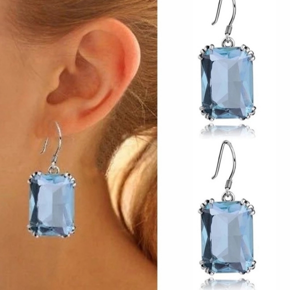 🎀Aquamarine Classic Style Earrings - Picture 6 of 6